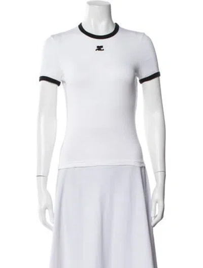 Pre-owned Courrèges Crew Neck Short Sleeve T-shirt In White