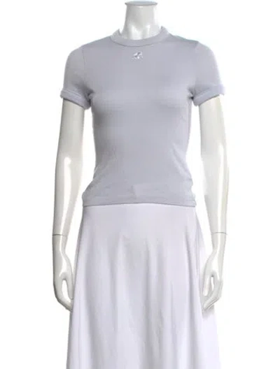 Pre-owned Courrèges Crew Neck Short Sleeve T-shirt In White