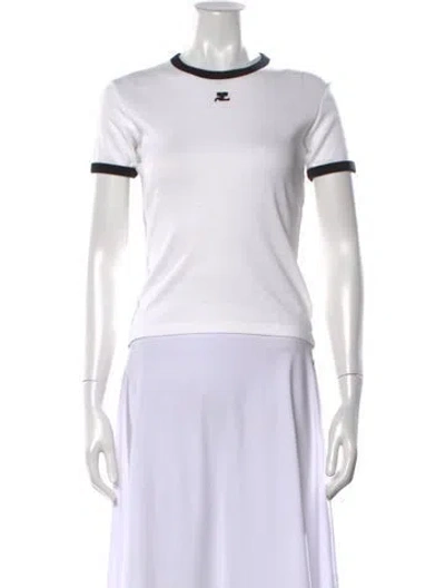 Pre-owned Courrèges Crew Neck Short Sleeve T-shirt In White