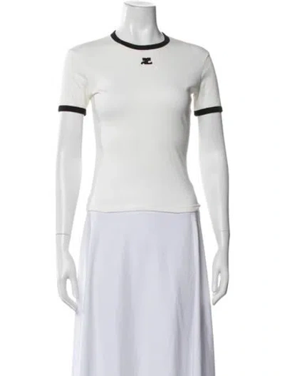 Pre-owned Courrèges Crew Neck Short Sleeve T-shirt In White