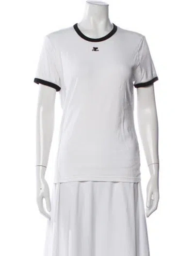 Pre-owned Courrèges Crew Neck Short Sleeve T-shirt In White