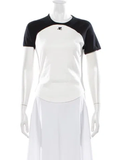 Pre-owned Courrèges Crew Neck Short Sleeve T-shirt In White