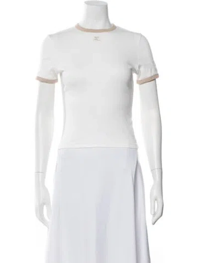 Pre-owned Courrèges Crew Neck Short Sleeve T-shirt In White