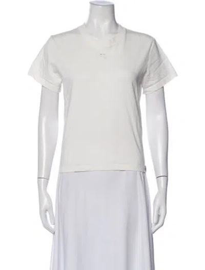Pre-owned Courrèges Crew Neck Short Sleeve T-shirt In White