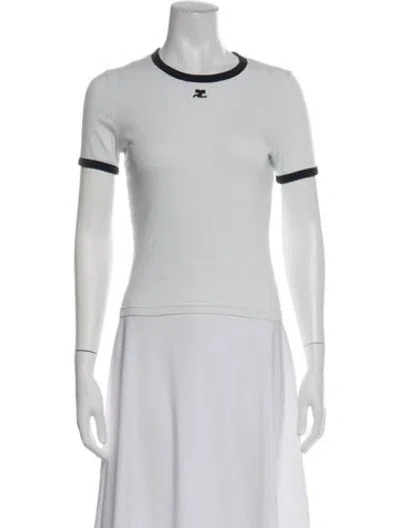 Pre-owned Courrèges Crew Neck Short Sleeve T-shirt In White
