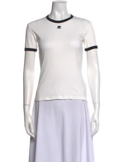 Pre-owned Courrèges Crew Neck Short Sleeve T-shirt In White