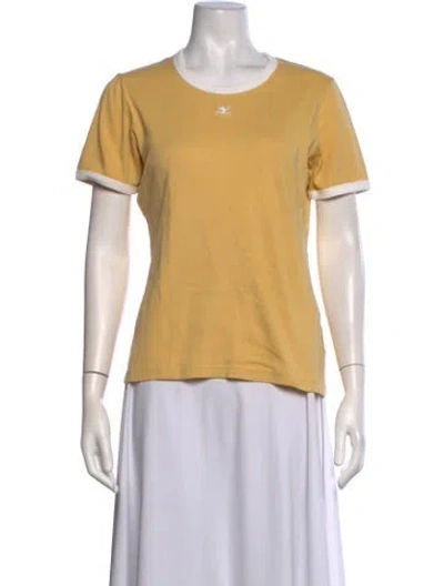 Pre-owned Courrèges Crew Neck Short Sleeve T-shirt In Yellow