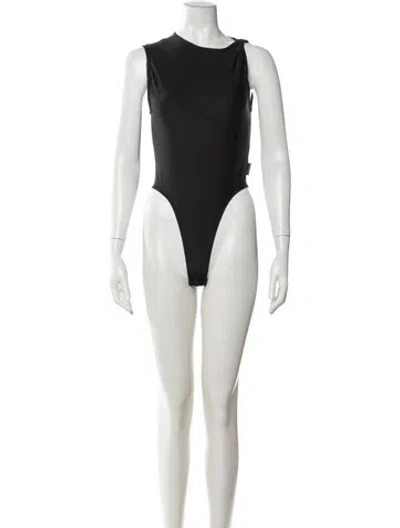 Pre-owned Courrèges Crew Neck Sleeveless Bodysuit In Black