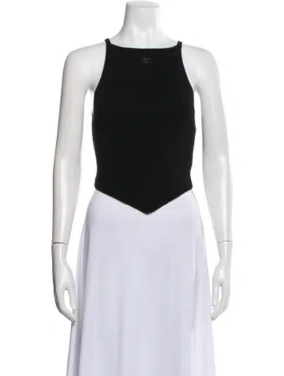 Pre-owned Courrèges Crew Neck Sleeveless Crop Top In Black