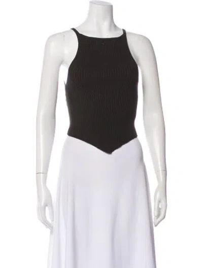 Pre-owned Courrèges Crew Neck Sleeveless Crop Top In Gray