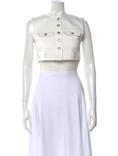 Pre-owned Courrèges Crew Neck Sleeveless Crop Top In White