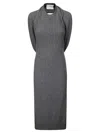 Courrèges Crew-neck Sleeveless Dress With Logo In Gray