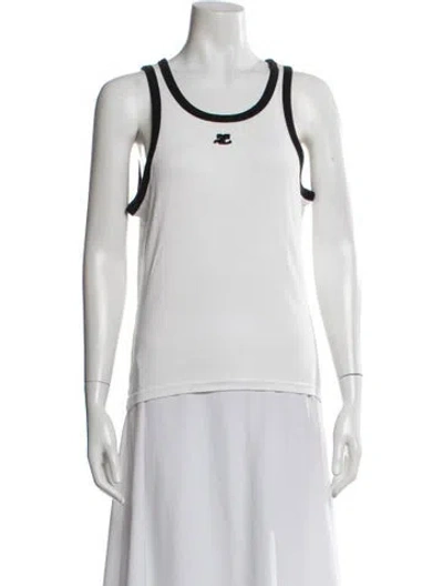 Pre-owned Courrèges Crew Neck Sleeveless Top In White