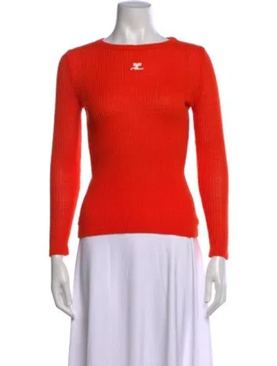 Pre-owned Courrèges Crew Neck Sweater In Orange