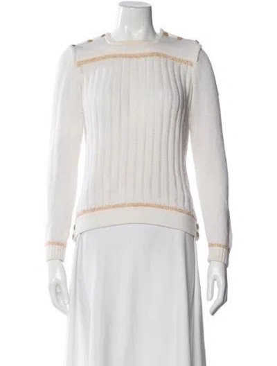 Pre-owned Courrèges Crew Neck Sweater In White
