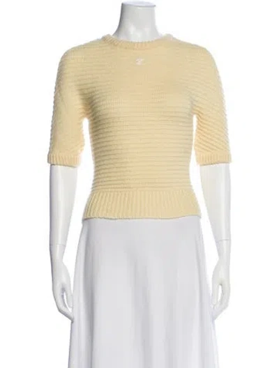 Pre-owned Courrèges Crew Neck Sweater In Yellow