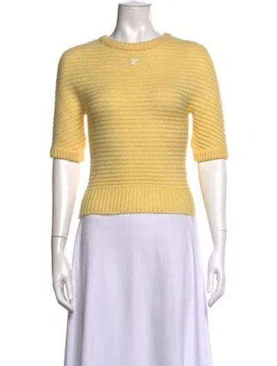 Pre-owned Courrèges Crew Neck Sweater In Yellow