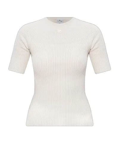 Courrèges Crew Neck T-shirt In White