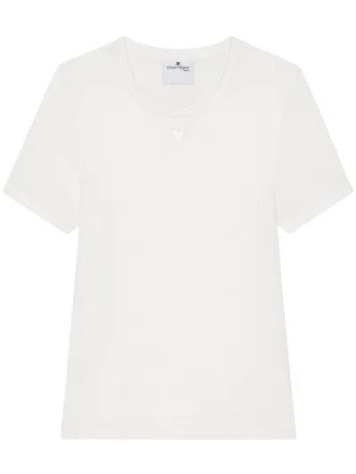 Courrèges Logo Patch Short Sleeves T-shirt In White