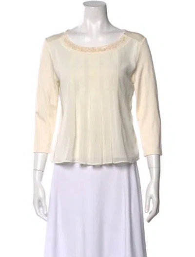 Pre-owned Courrèges Crew Neck Three-quarter Sleeve Blouse In Neutral
