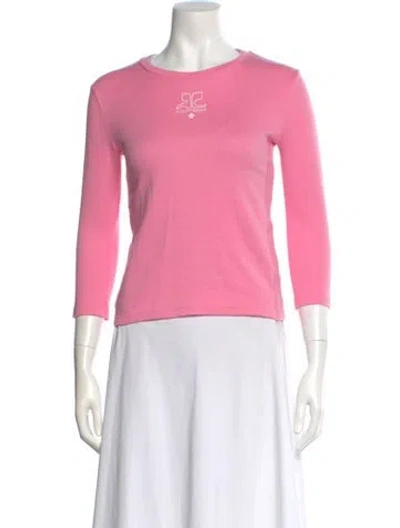 Pre-owned Courrèges Crew Neck Three-quarter Sleeve Top In Pink