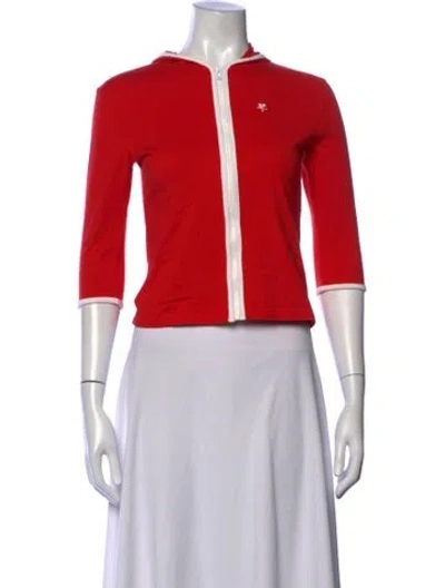 Pre-owned Courrèges Crew Neck Three-quarter Sleeve Top In Red