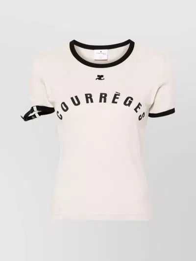 Courrèges Crew Neck Top Sleeves In Pink