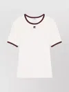 Courrèges Crewneck Short Sleeve T-shirt With Contrast Trim In White