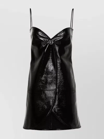 Courrèges Courreges Vinyl Ellipse Mini Sleeveless Dress In Black