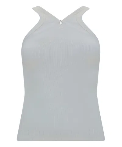 Courrèges Criss Cross 90&#039;s Rib Top In Beige