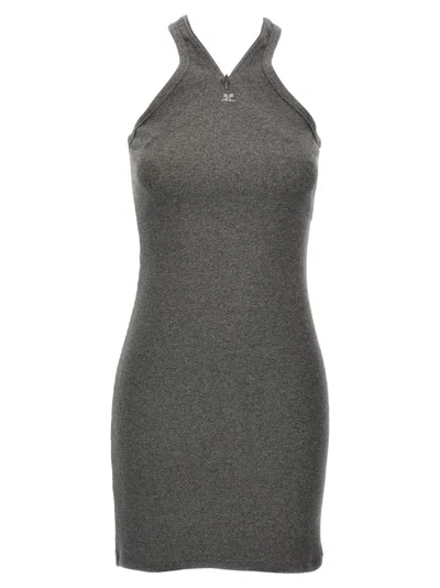 Courrèges Courreges 'criss Cross 90's Mini' Dress In Gray