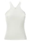 Courrèges Ribbed Tank Top With Zipper On The Neckline In White