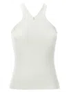 Courrèges Ribbed Tank Top With Zipper On The Neckline In White