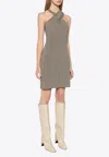 Courrèges Criss-cross Houndstooth Jersey Mini Dress In Black