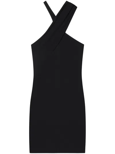 Courrèges Criss Cross Jearsy Dress Woman Black In Viscose