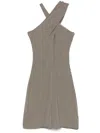 Courrèges Crossed Straps Mini Dress In Natural / Mud Brown