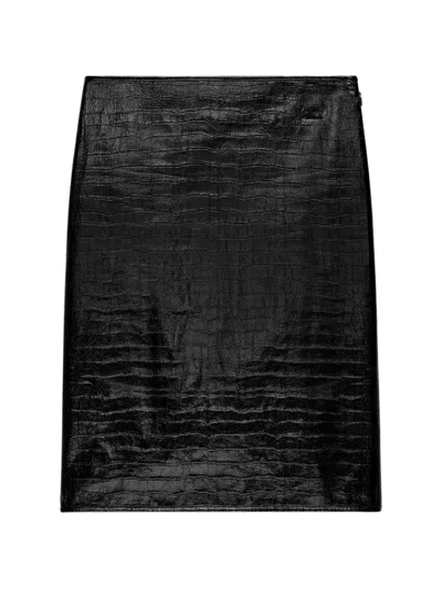 Courrèges Croc-embossed Vinyl Mini Skirt In Black