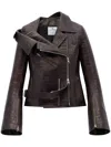 Courrèges Crocodille-effect Biker Jacket In Brown