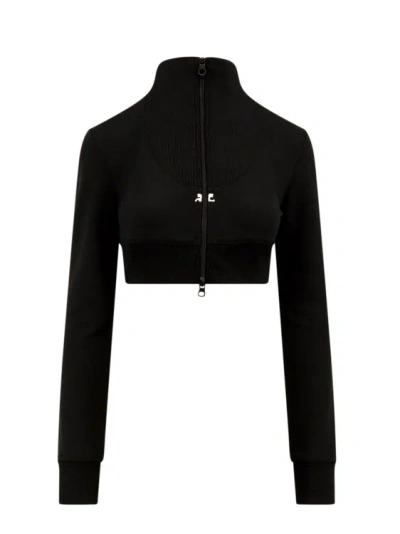 Courrèges Crop Fit Sweatshirt In Black