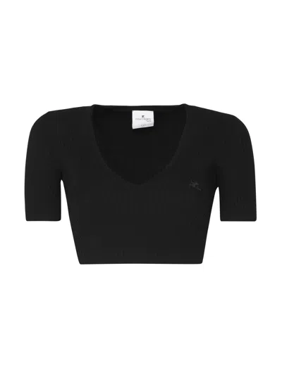 Courrèges Crop Top In Cotton In Black