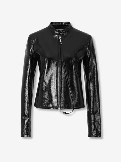 Courrèges Cropped Biker Jacket In Black
