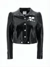Courrèges Stretch Cotton Cropped Vinyl Jacket Reedition In Black