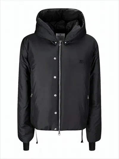 Courrèges Cropped Black Padded Jacket With High Collar