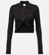 Courrèges Twist Light Wool Cropped Polo In Black