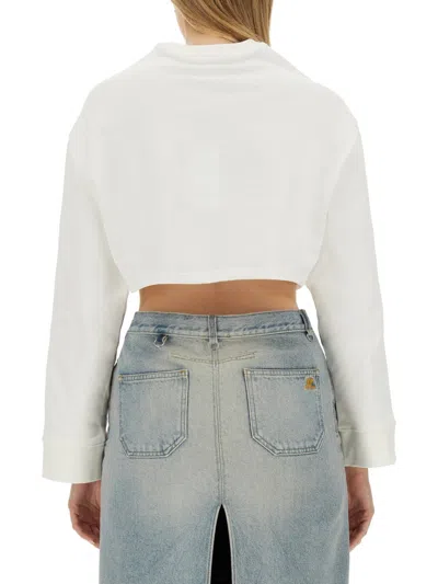 COURRÈGES COURRÈGES CROPPED COTTON SWEATSHIRT