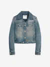 Courrèges Trucker Logo-embroidered Denim Jacket In Denim Dark Blue