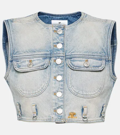 COURRÈGES CROPPED DENIM VEST