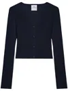 Courrèges Ribbed V-neck Cropped Knitwear In 蓝色