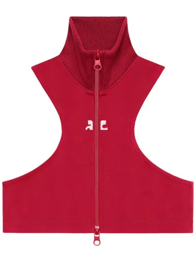 Courrèges Logo-embroidered Cropped In Red