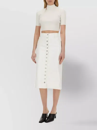Courrèges Cropped High Neck Ribbed Short Sleeve Top